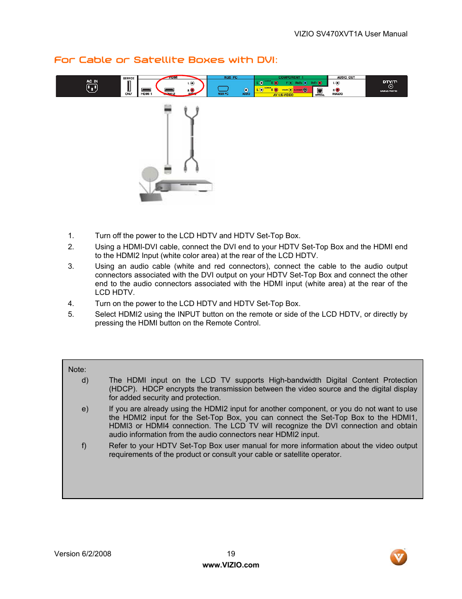 Vizio SV470XVT1A User Manual | Page 19 / 104