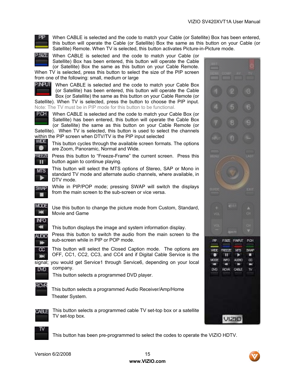 Vizio SV420XVT1A User Manual | Page 15 / 104