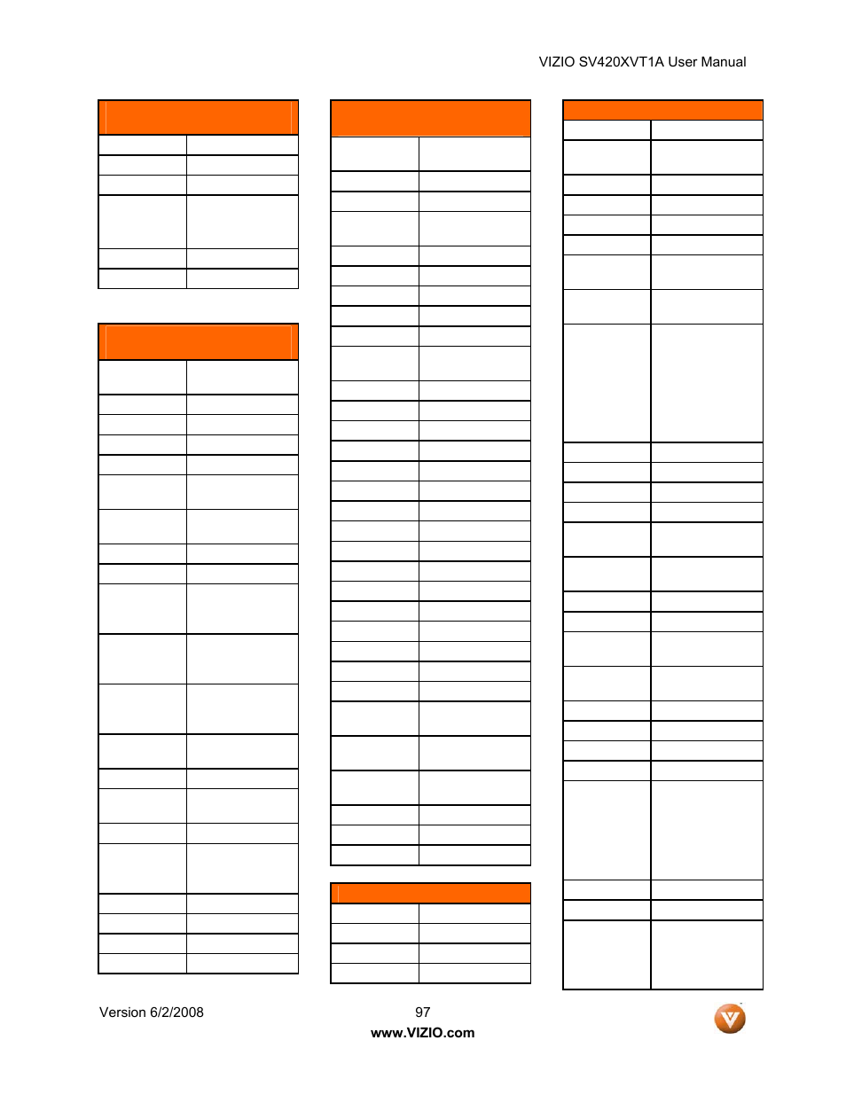 Vizio SV420XVT1A User Manual | Page 97 / 104