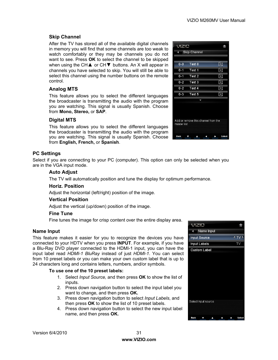 Vizio M260MV User Manual | Page 31 / 49