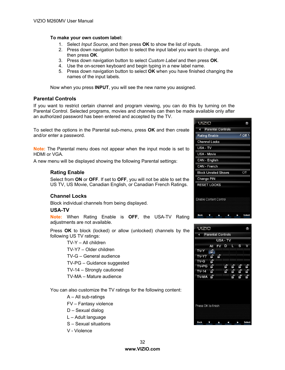 Vizio M260MV User Manual | Page 32 / 49