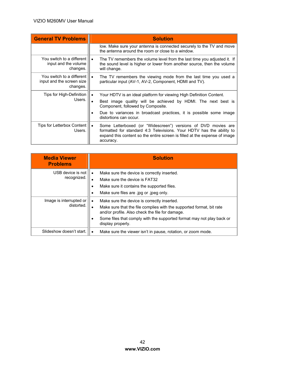 Vizio M260MV User Manual | Page 42 / 49