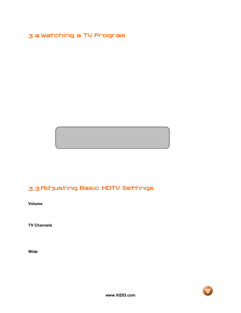 2 watching a tv program, 3 adjusting basic hdtv settings | Vizio VP42 User Manual | Page 29 / 57