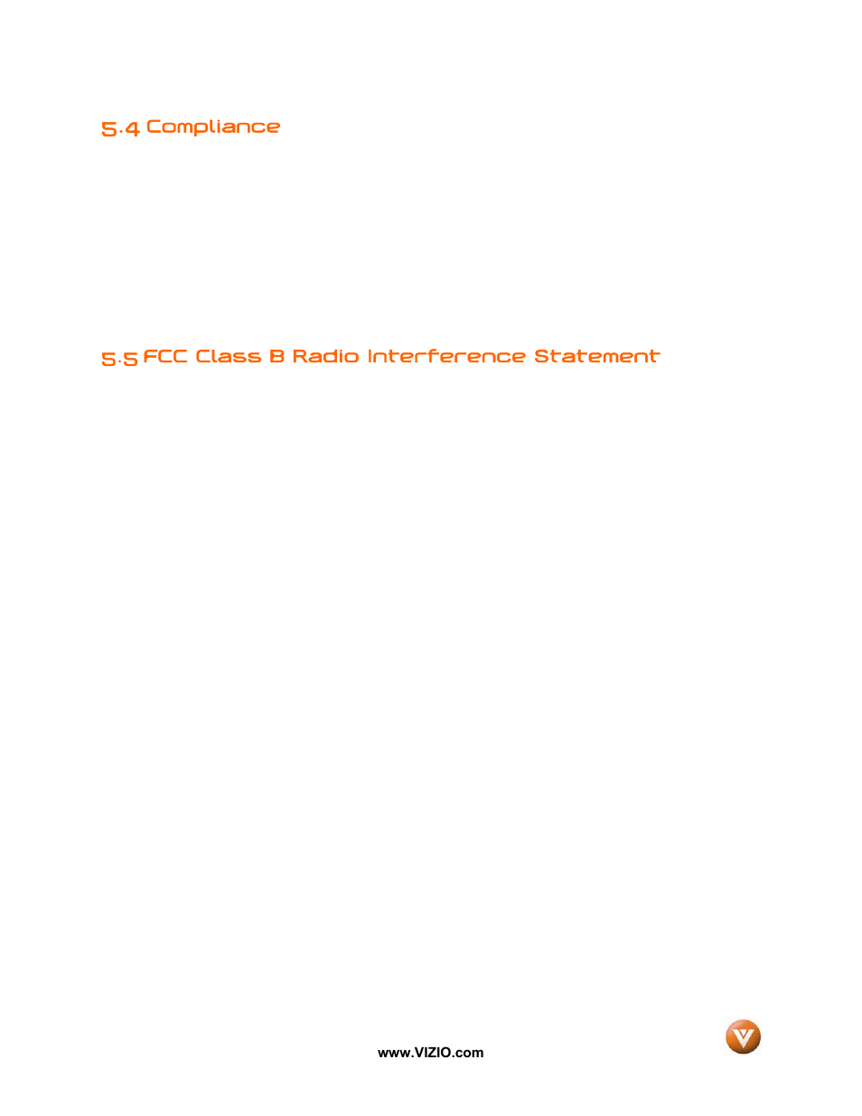 4 compliance, 5 fcc class b radio interference statement, Compliance | Vizio VP42 User Manual | Page 53 / 57