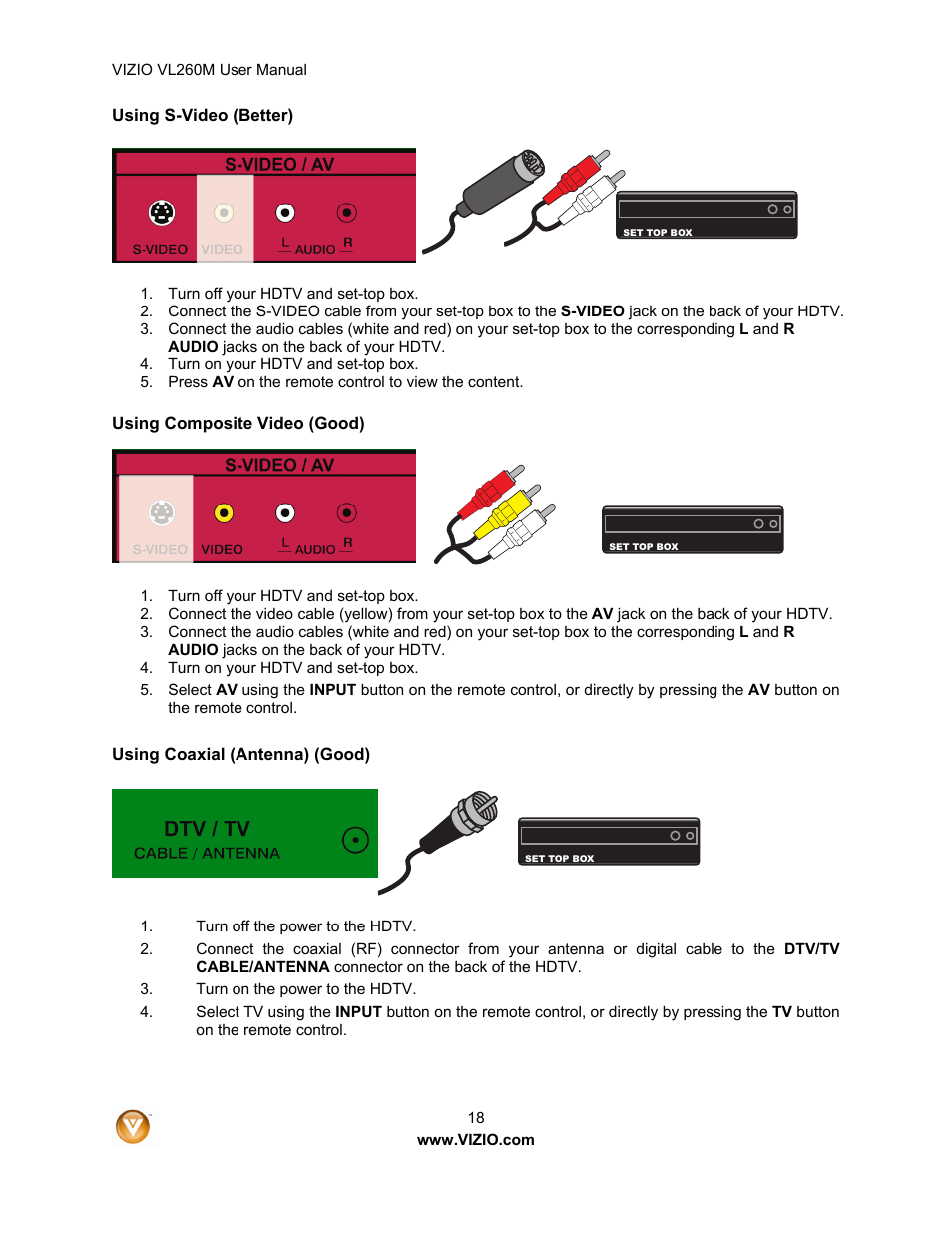 Vizio VL260M User Manual | Page 18 / 52