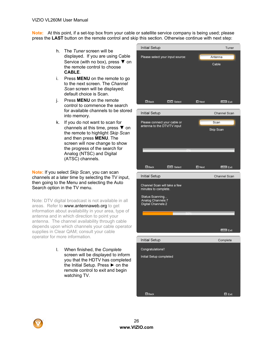 Vizio VL260M User Manual | Page 26 / 52