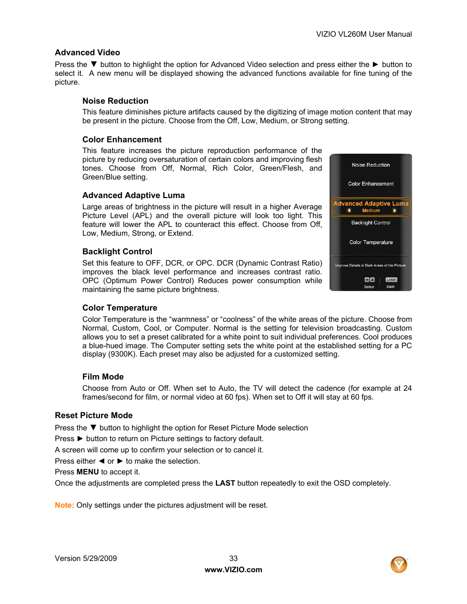 Vizio VL260M User Manual | Page 33 / 52