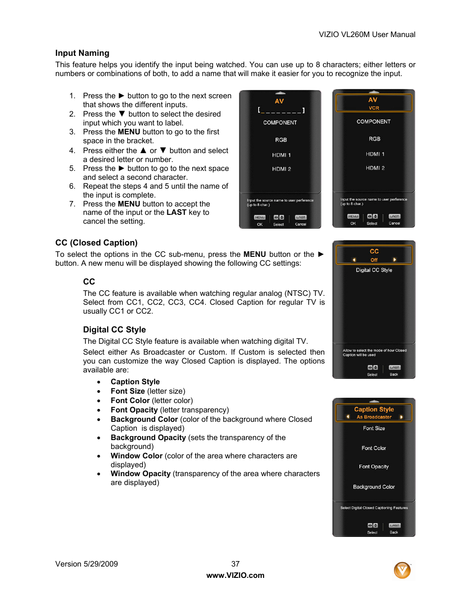 Vizio VL260M User Manual | Page 37 / 52