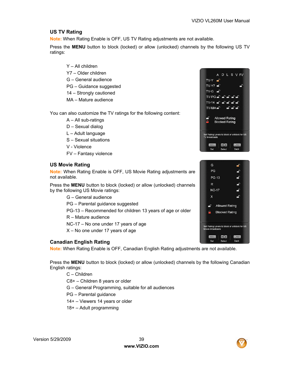 Vizio VL260M User Manual | Page 39 / 52