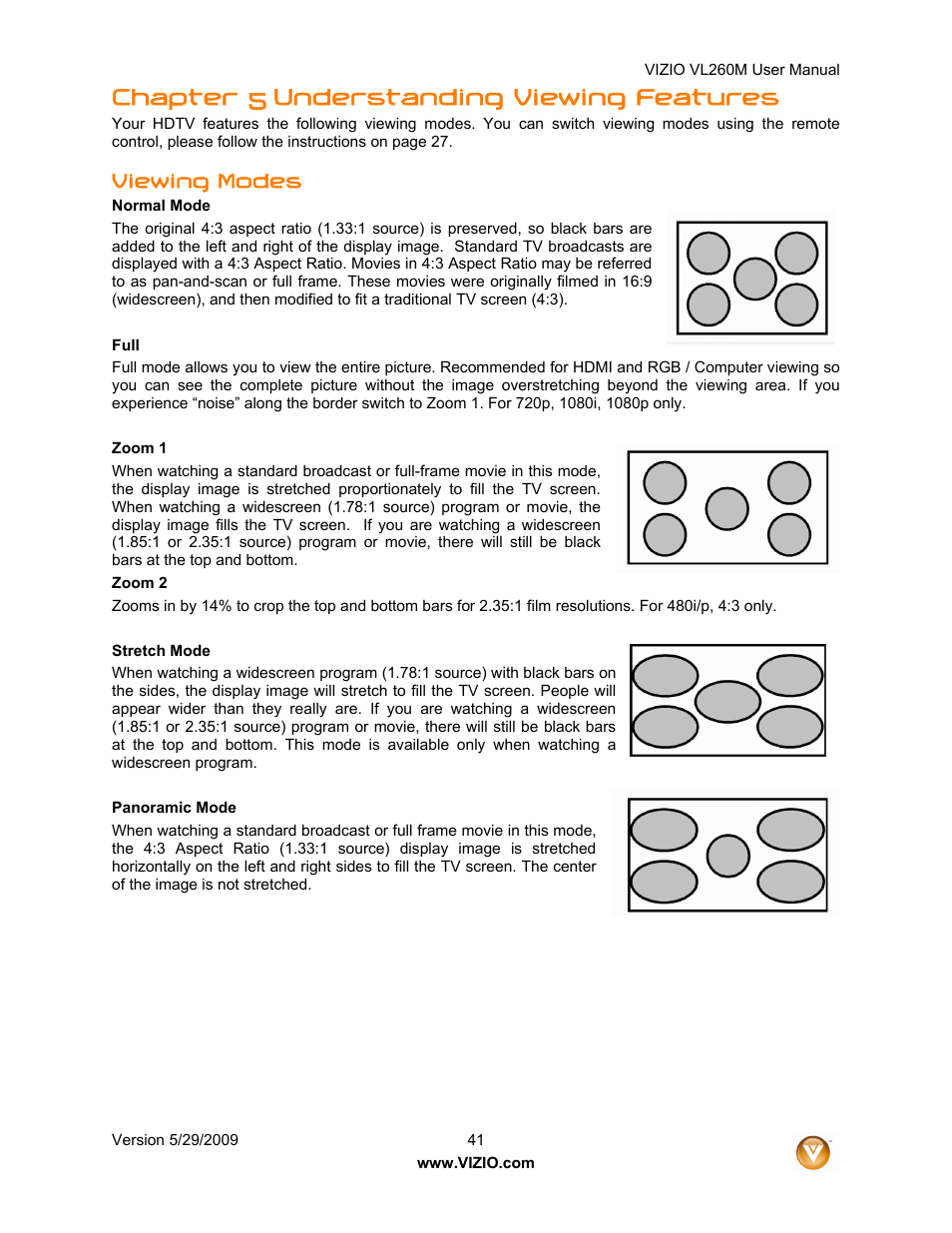 Chapter 5 understanding viewing features | Vizio VL260M User Manual | Page 41 / 52