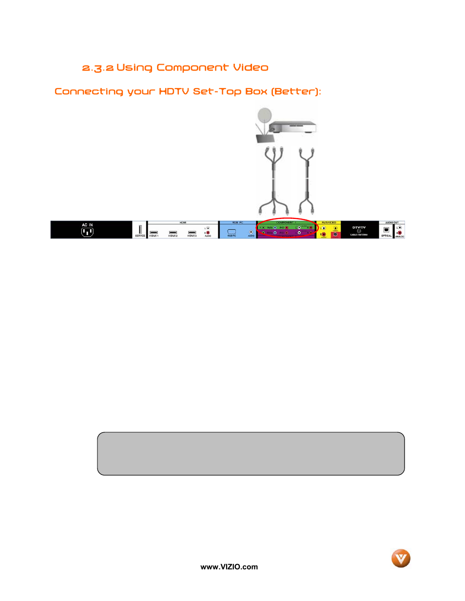 2 using component video | Vizio VW47L FHDTV10A User Manual | Page 17 / 72