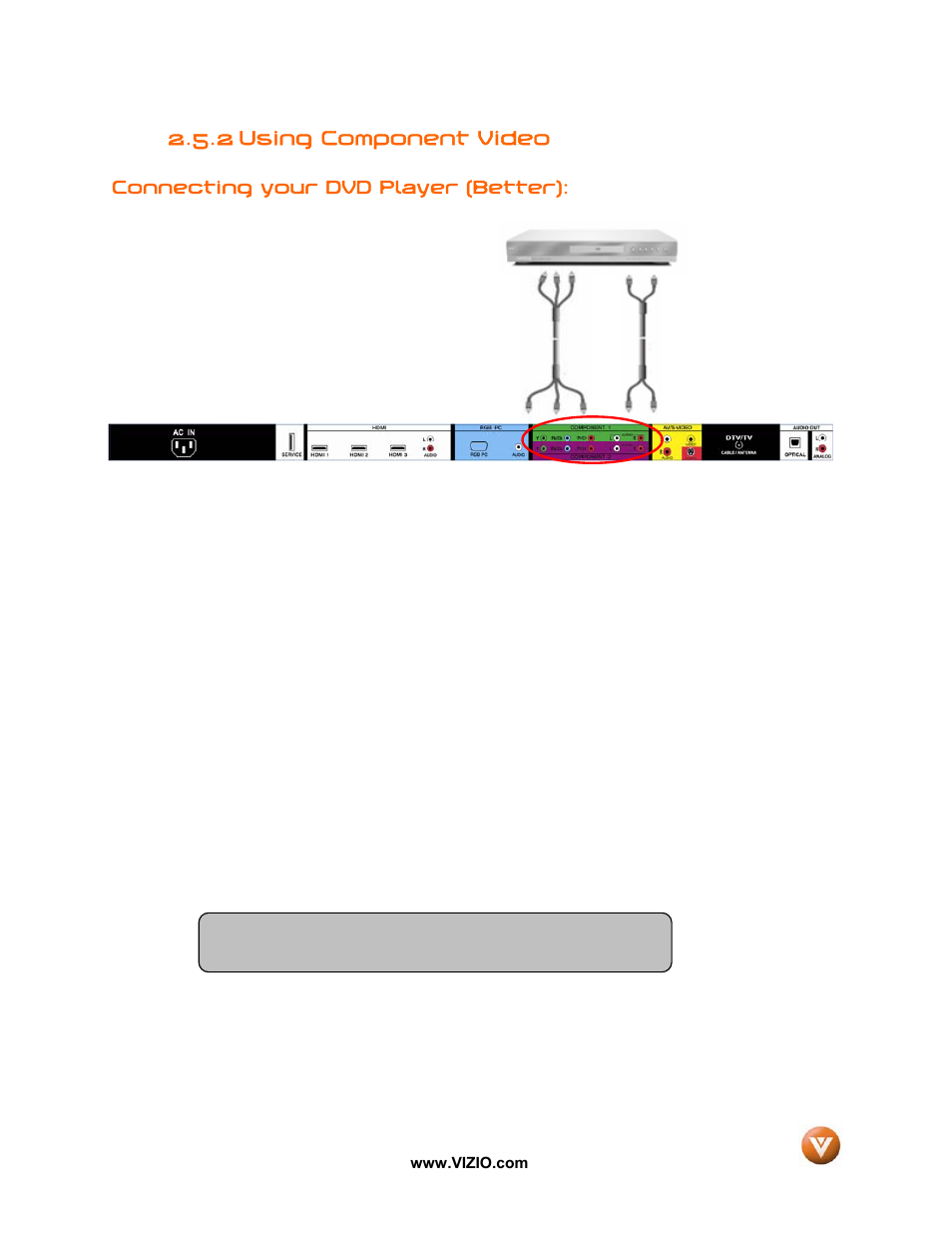 2 using component video | Vizio VW47L FHDTV10A User Manual | Page 21 / 72