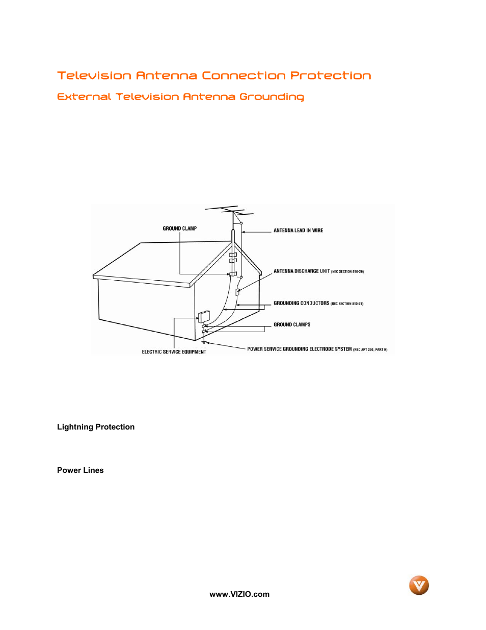 Television antenna connection protection | Vizio VW47L FHDTV10A User Manual | Page 3 / 72