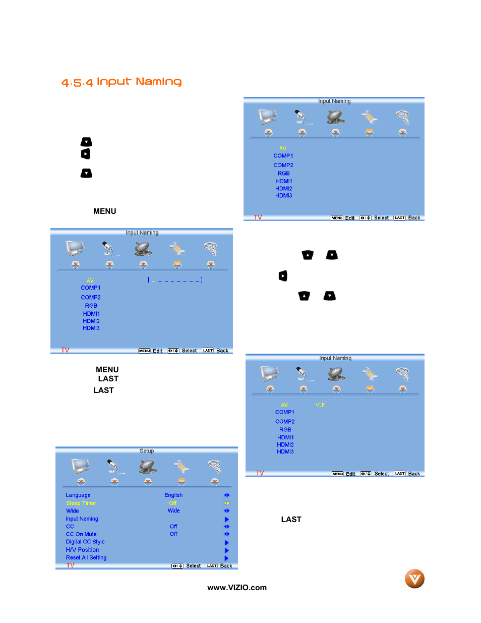 4 input naming | Vizio VW47L FHDTV10A User Manual | Page 48 / 72