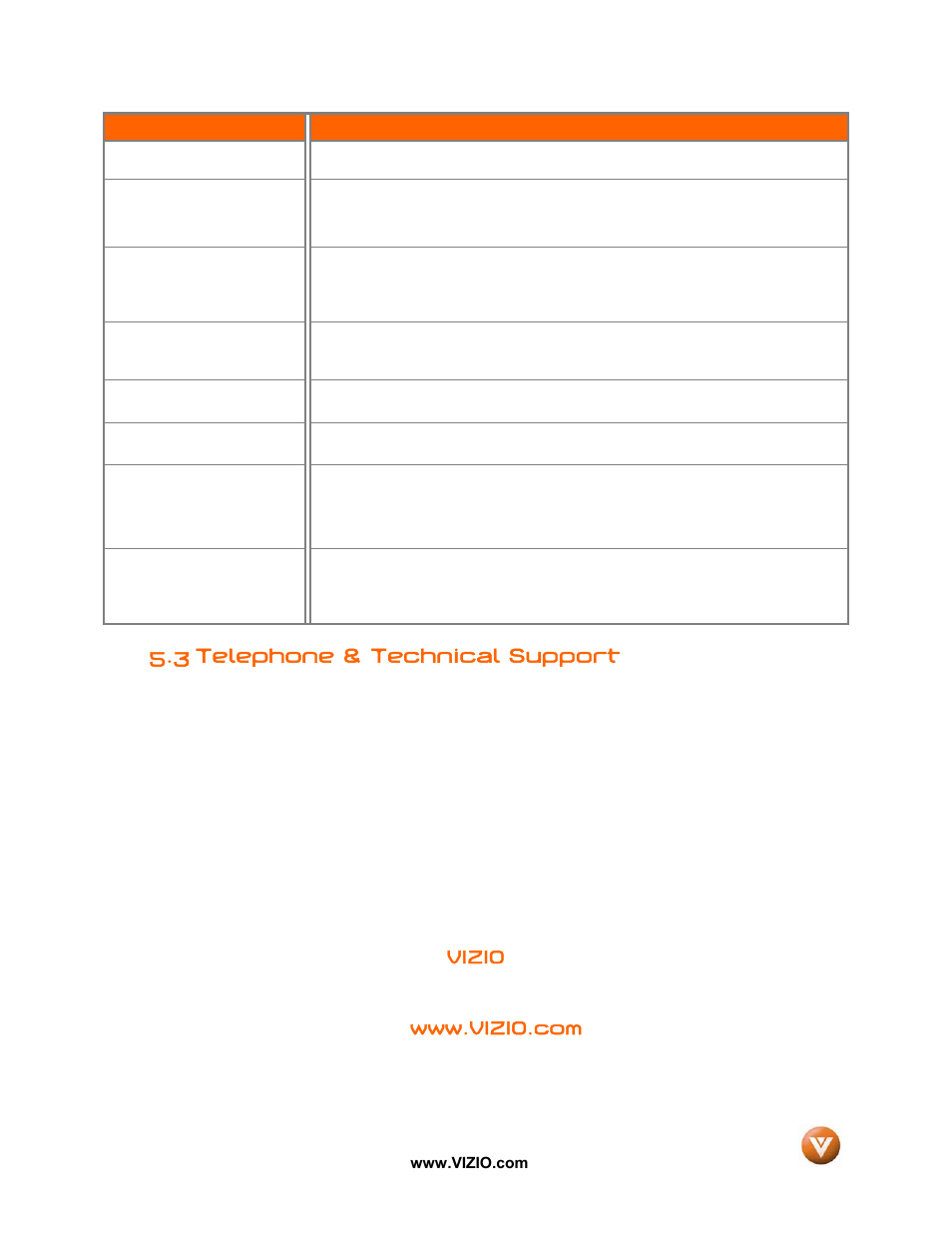 3 telephone & technical support | Vizio VW47L FHDTV10A User Manual | Page 67 / 72