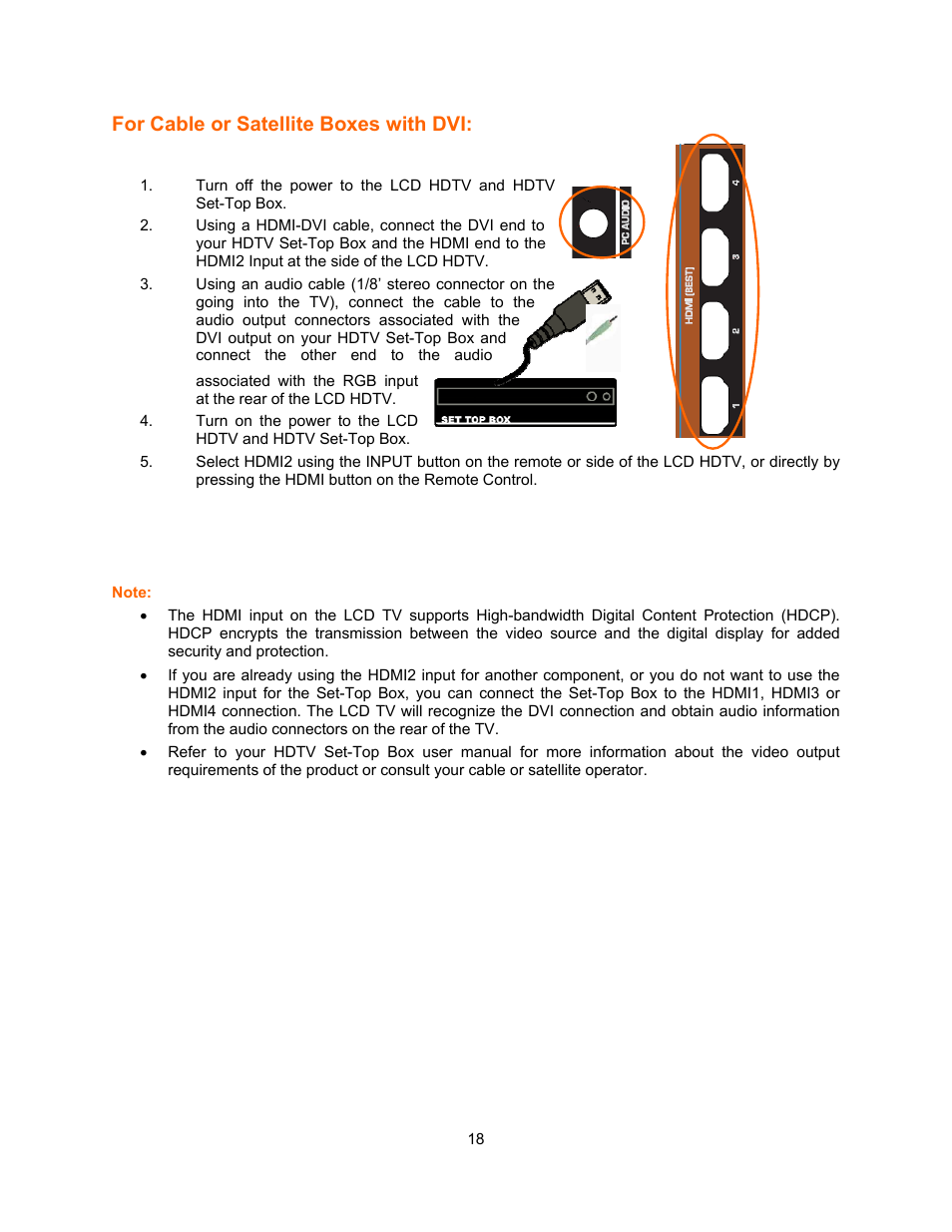 For cable or satellite boxes with dvi | Vizio E321VA User Manual | Page 18 / 88