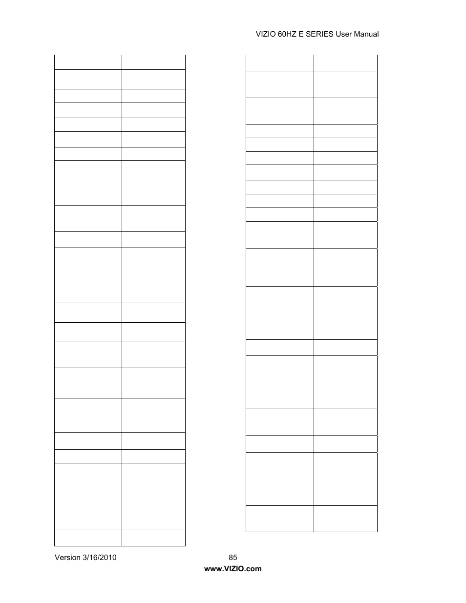Vizio E321VA User Manual | Page 85 / 88