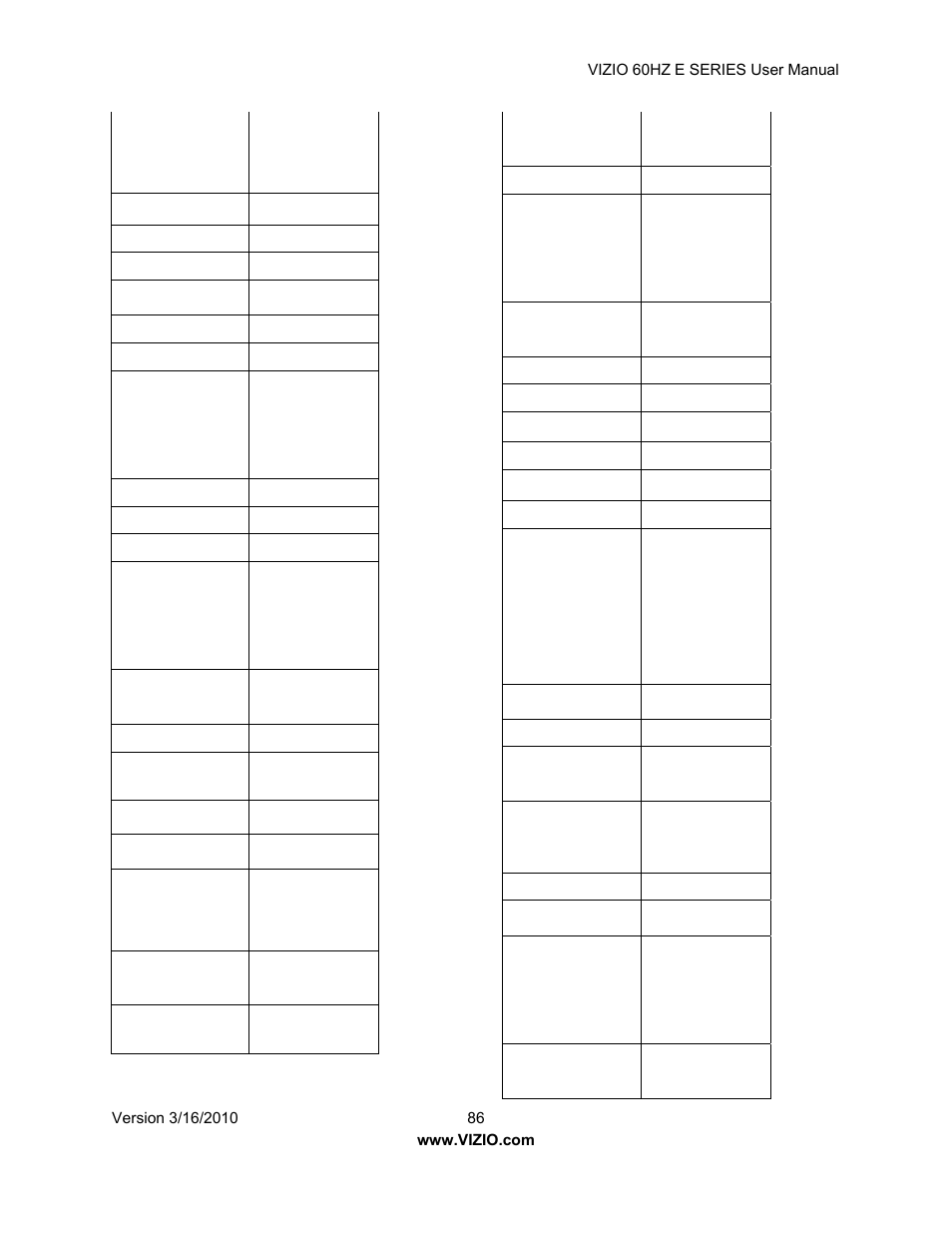 Vizio E321VA User Manual | Page 86 / 88