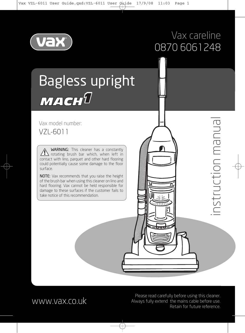 Vizio MACH 1 VZL-6011 User Manual | 12 pages