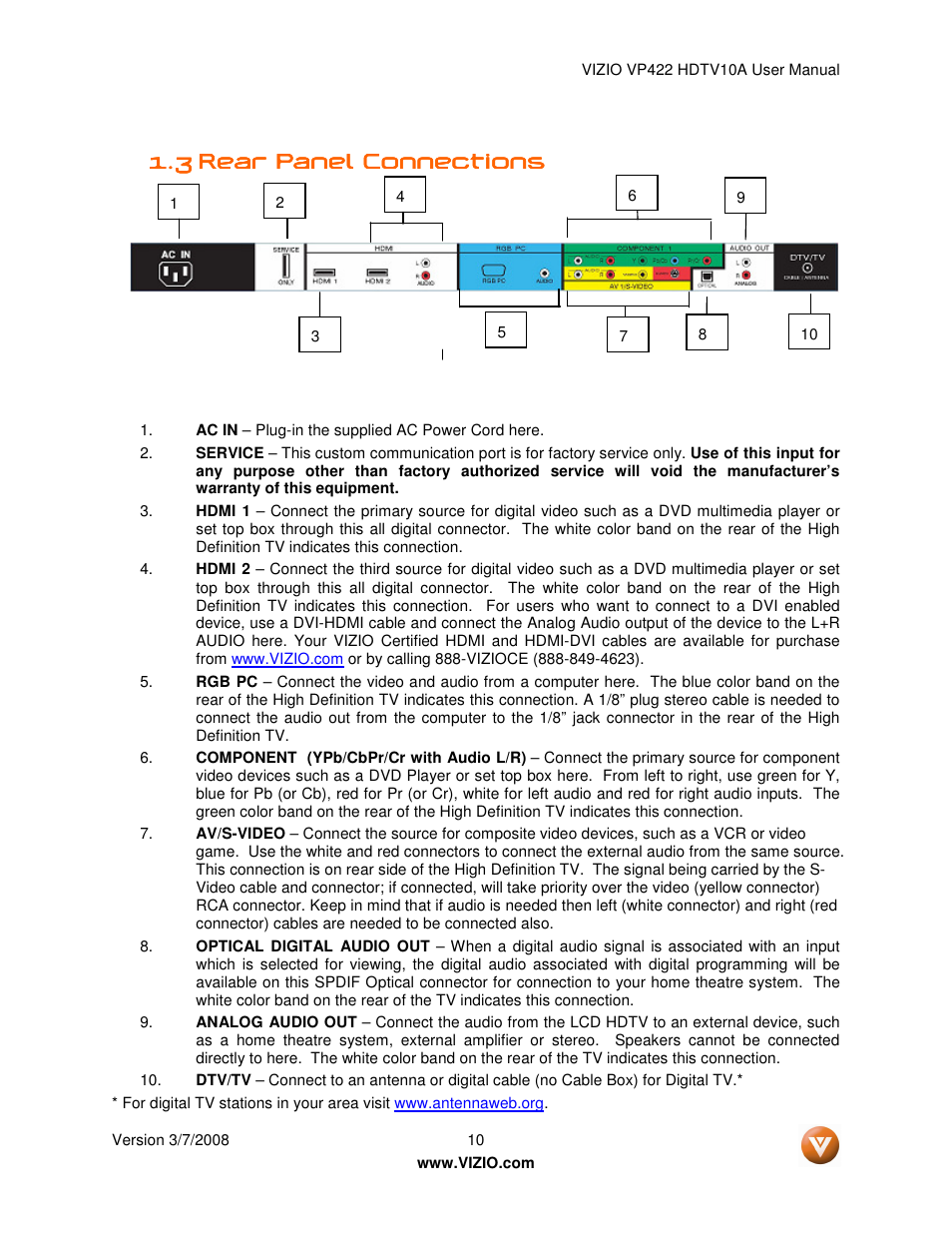 Vizio VP422 User Manual | Page 10 / 70