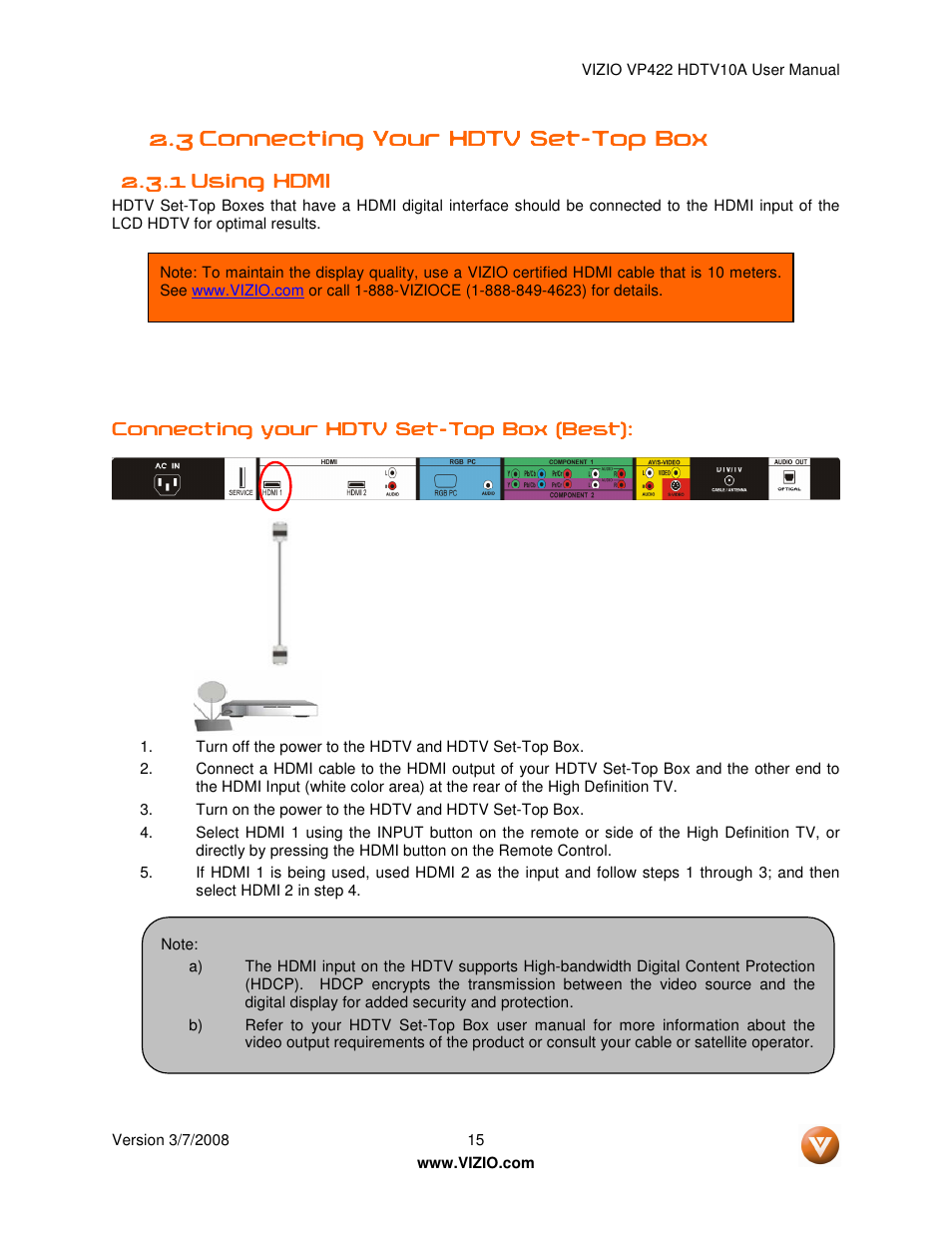 Vizio VP422 User Manual | Page 15 / 70