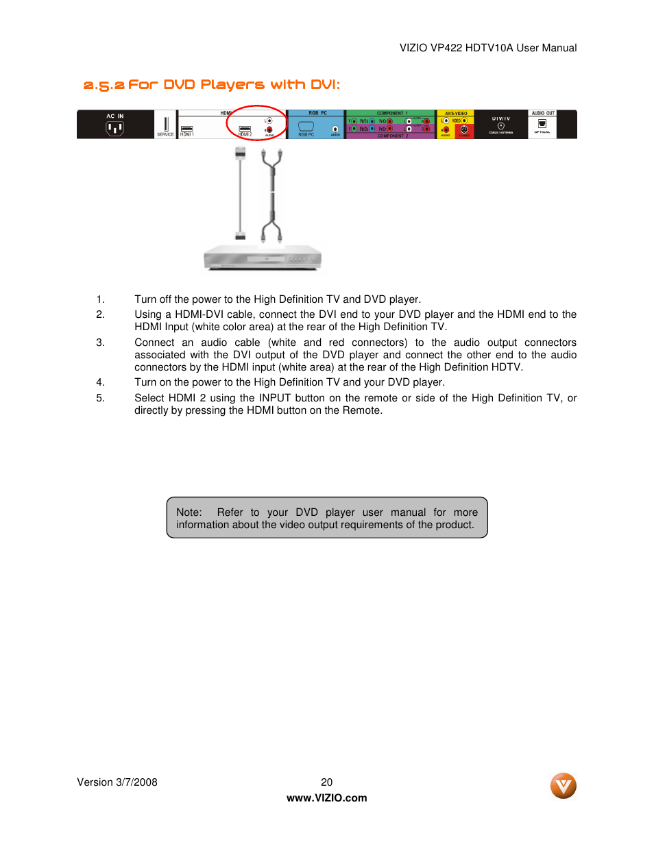 Vizio VP422 User Manual | Page 20 / 70