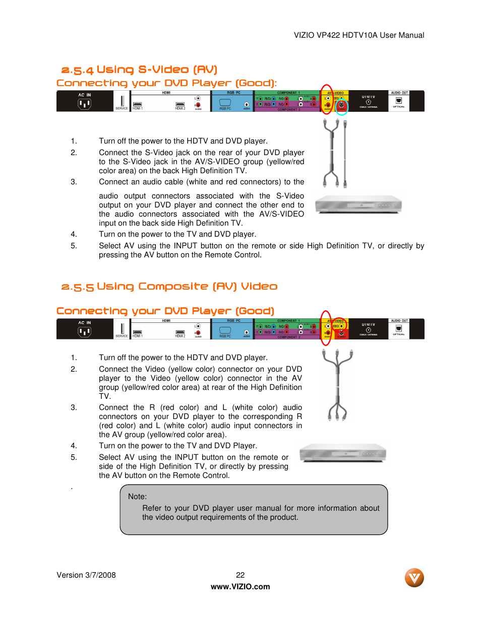 Vizio VP422 User Manual | Page 22 / 70