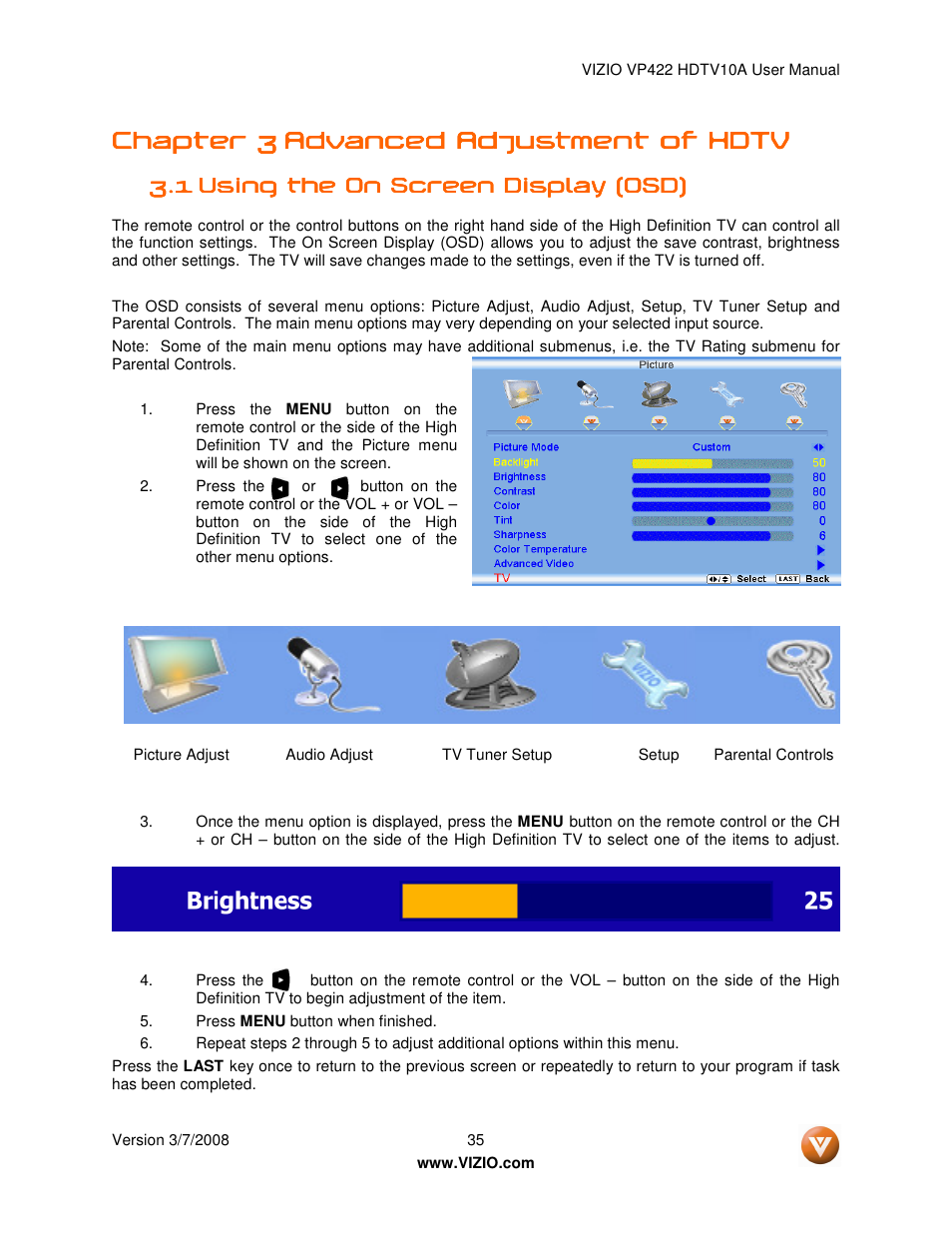 Chapter 3 | Vizio VP422 User Manual | Page 35 / 70