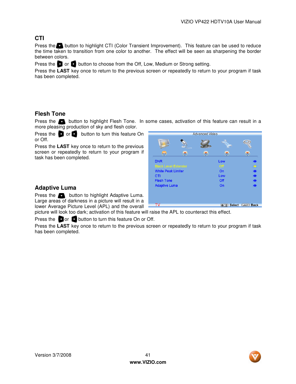 Vizio VP422 User Manual | Page 41 / 70