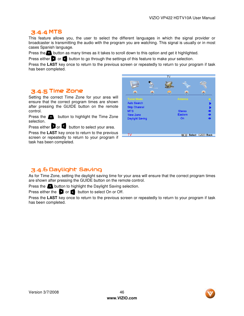 Vizio VP422 User Manual | Page 46 / 70