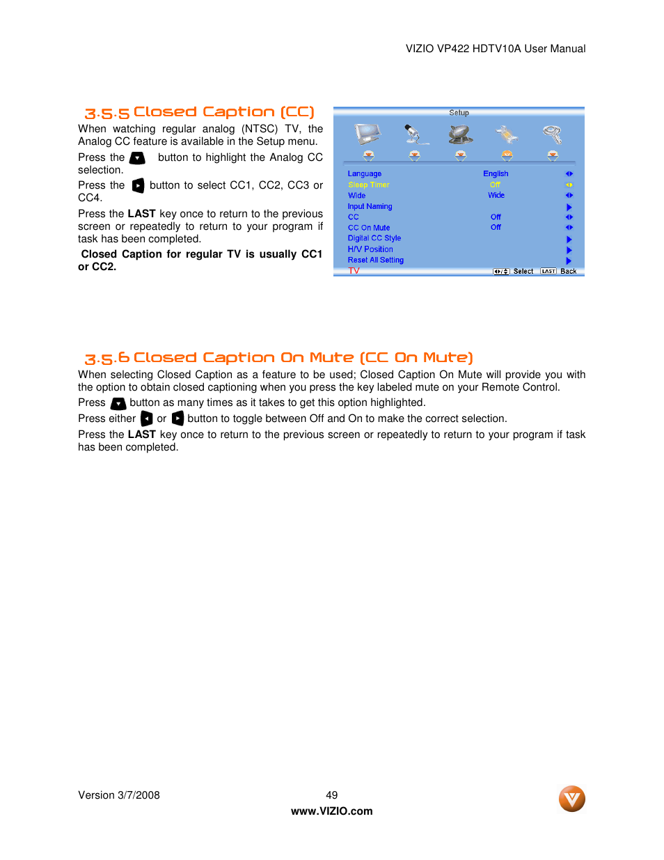 Vizio VP422 User Manual | Page 49 / 70