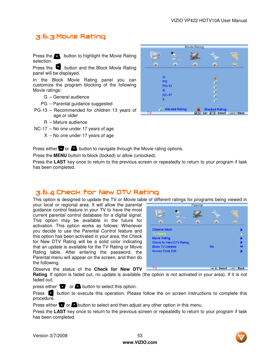 Vizio VP422 User Manual | Page 53 / 70