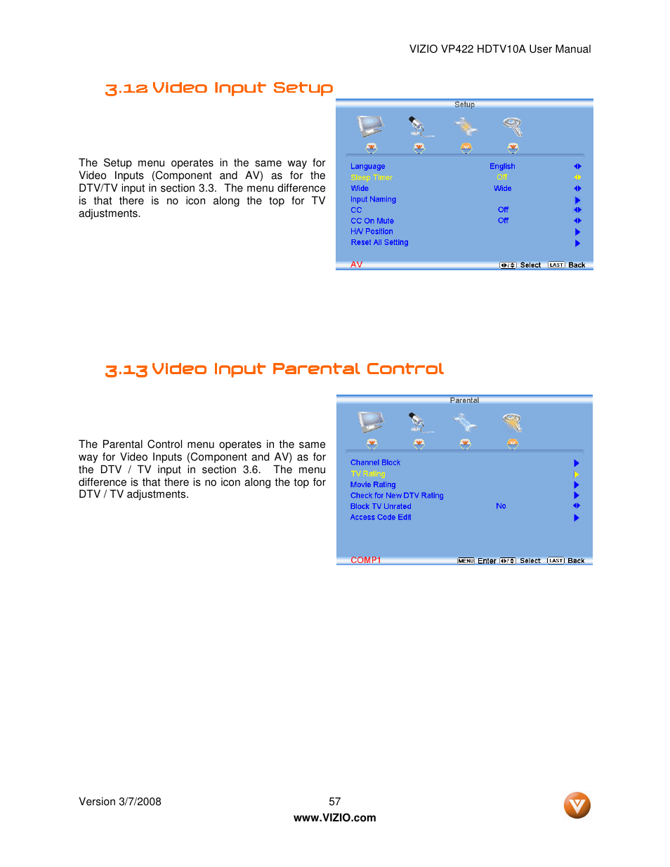 Vizio VP422 User Manual | Page 57 / 70