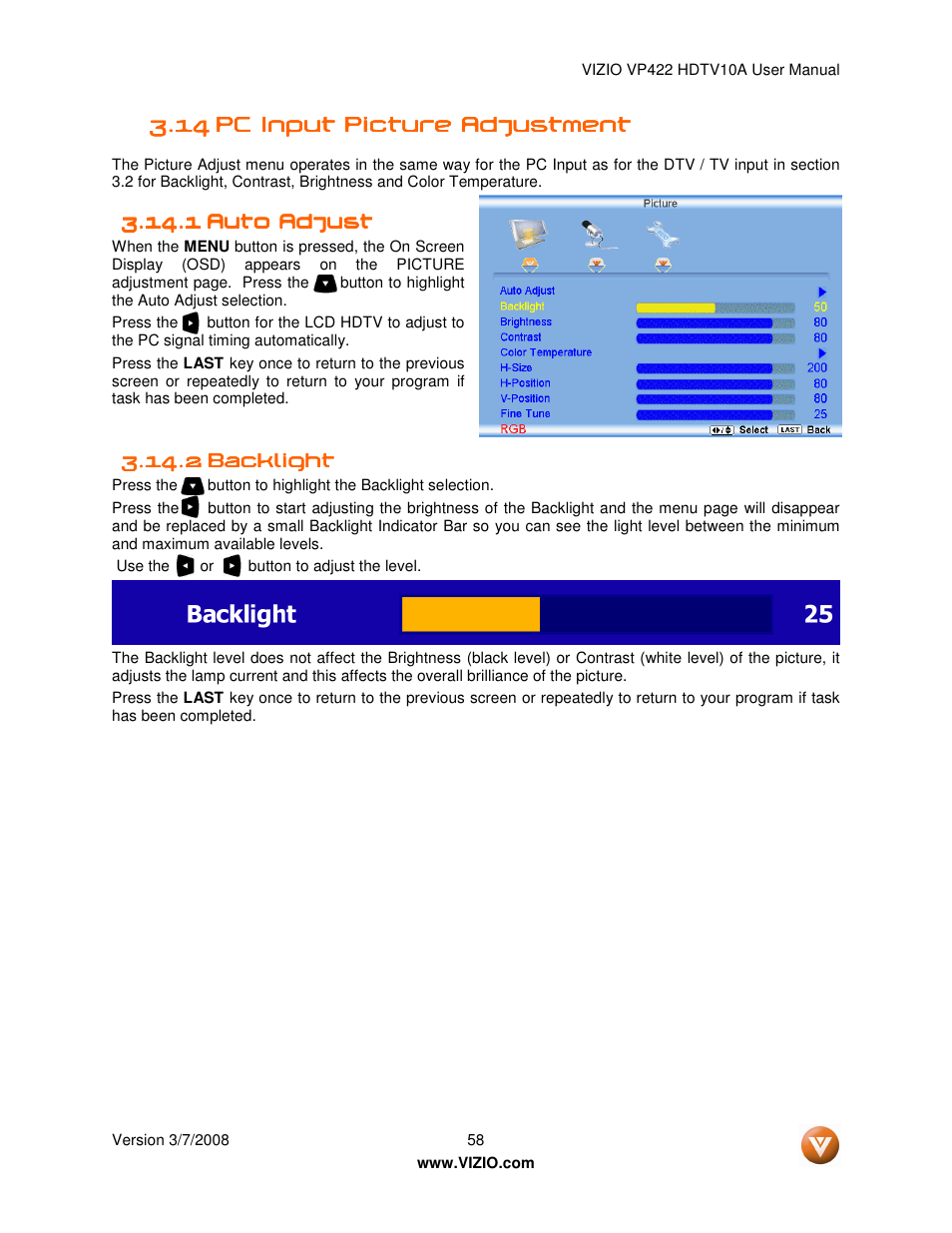 Vizio VP422 User Manual | Page 58 / 70