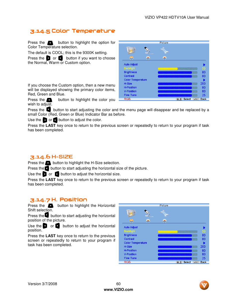 Vizio VP422 User Manual | Page 60 / 70