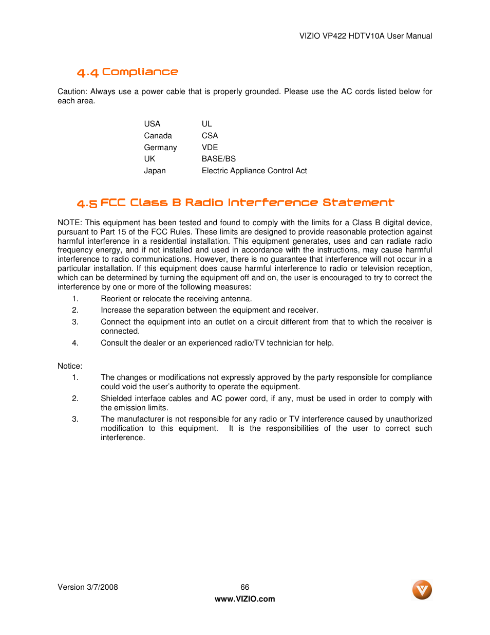 Vizio VP422 User Manual | Page 66 / 70