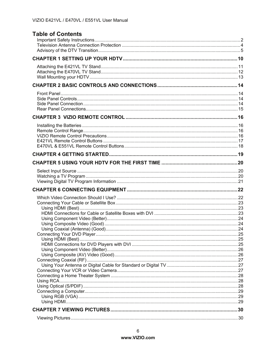 Vizio E421VL User Manual | Page 7 / 69