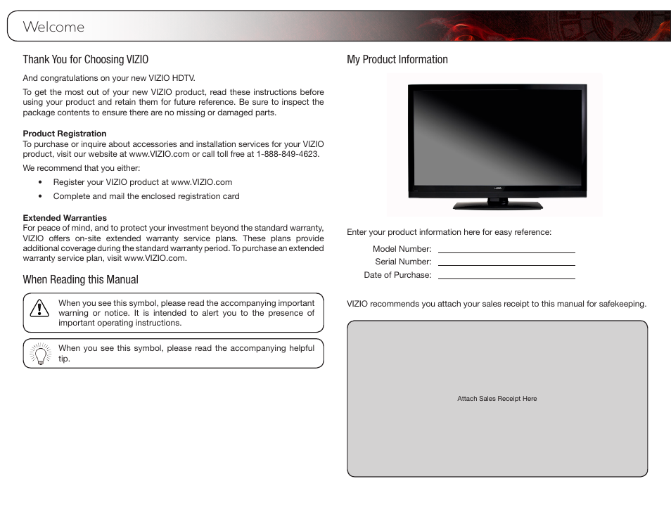 Welcome | Vizio E420VP User Manual | Page 3 / 45