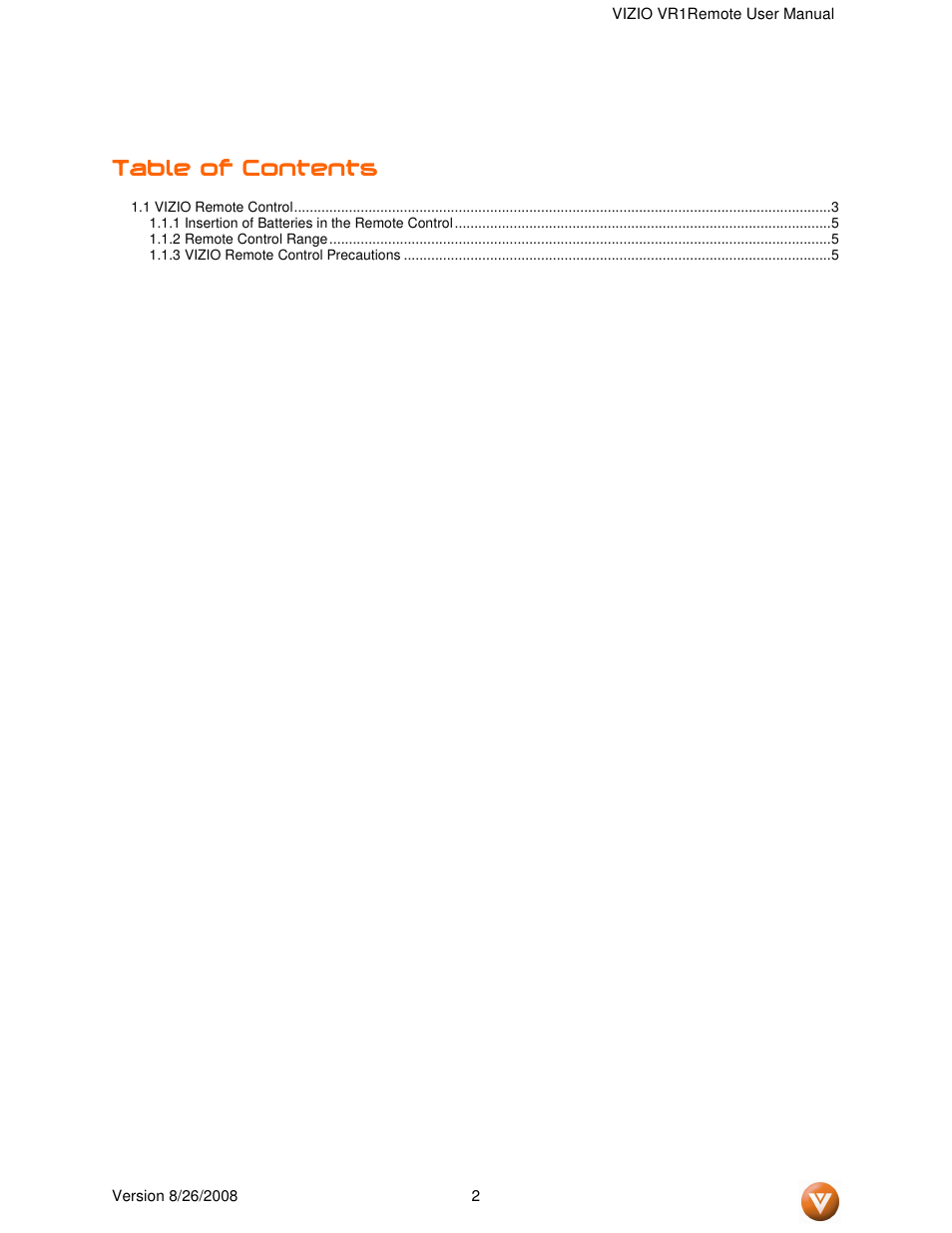 Vizio VR1 User Manual | Page 2 / 6