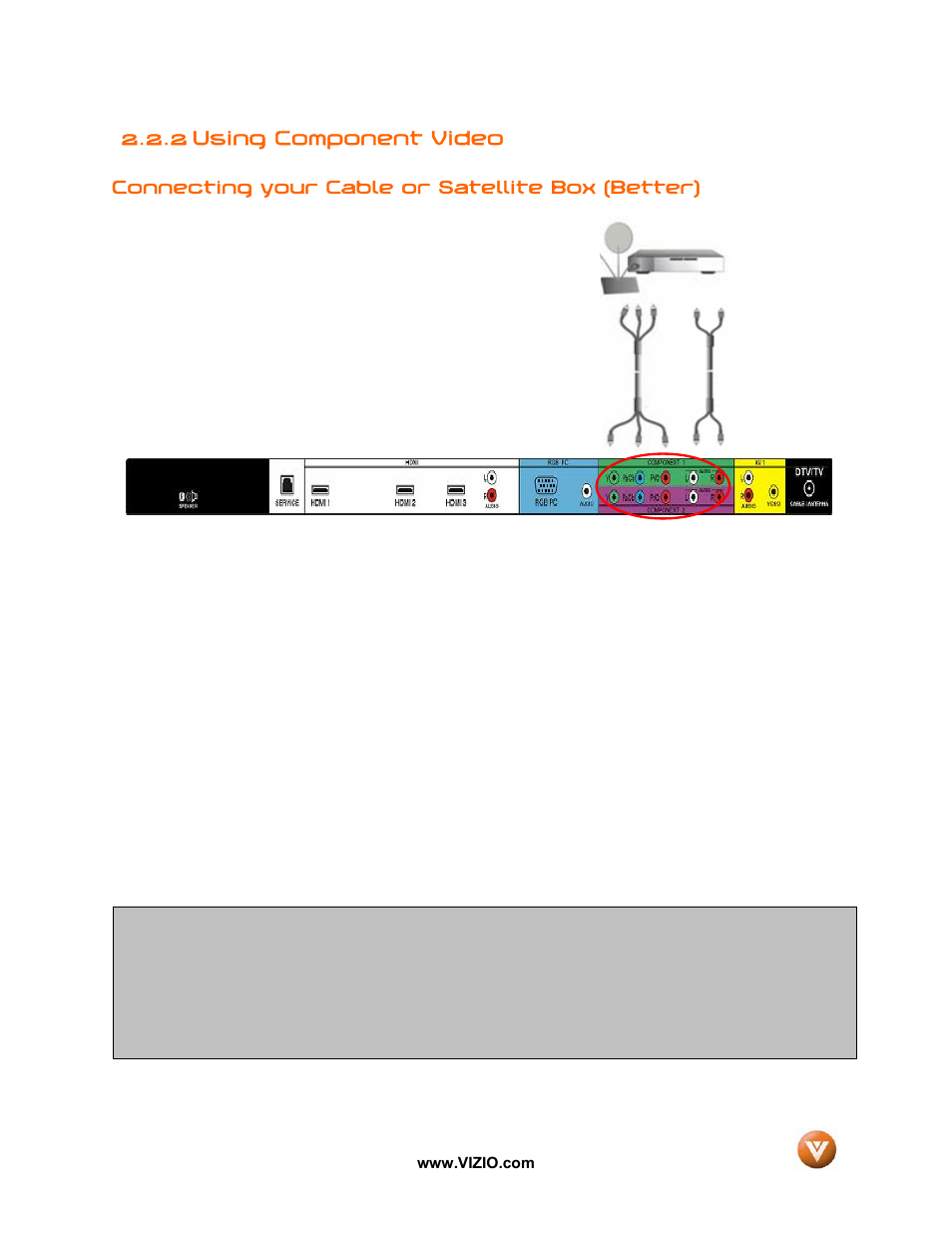 2 using component video | Vizio GV46L FHDTV20A User Manual | Page 21 / 85