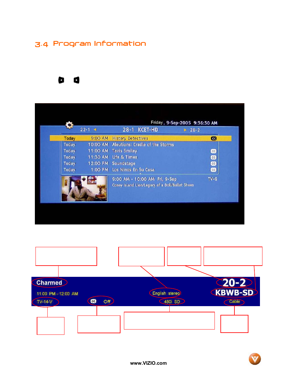4 program information | Vizio GV46L FHDTV20A User Manual | Page 39 / 85