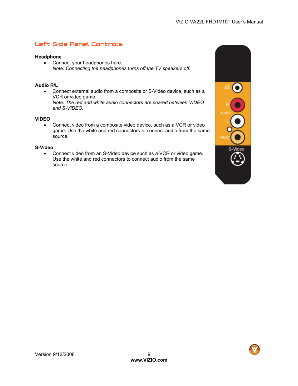 Vizio VA22LF User Manual | Page 9 / 52