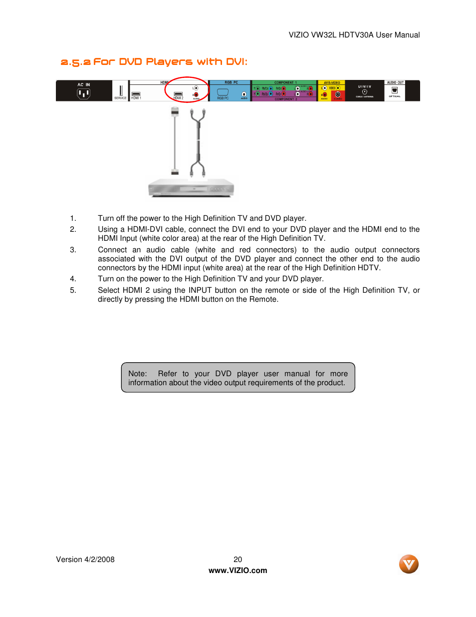 Vizio HDTV30A VW32L User Manual | Page 20 / 71
