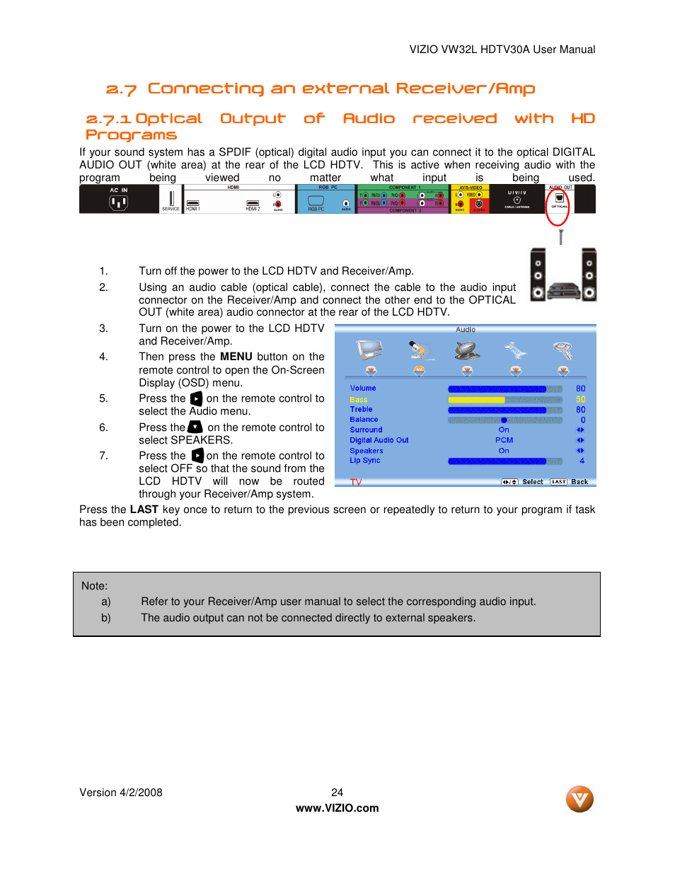 Vizio HDTV30A VW32L User Manual | Page 24 / 71