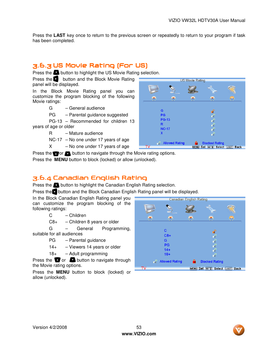 Vizio HDTV30A VW32L User Manual | Page 53 / 71
