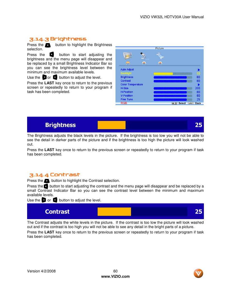 Vizio HDTV30A VW32L User Manual | Page 60 / 71