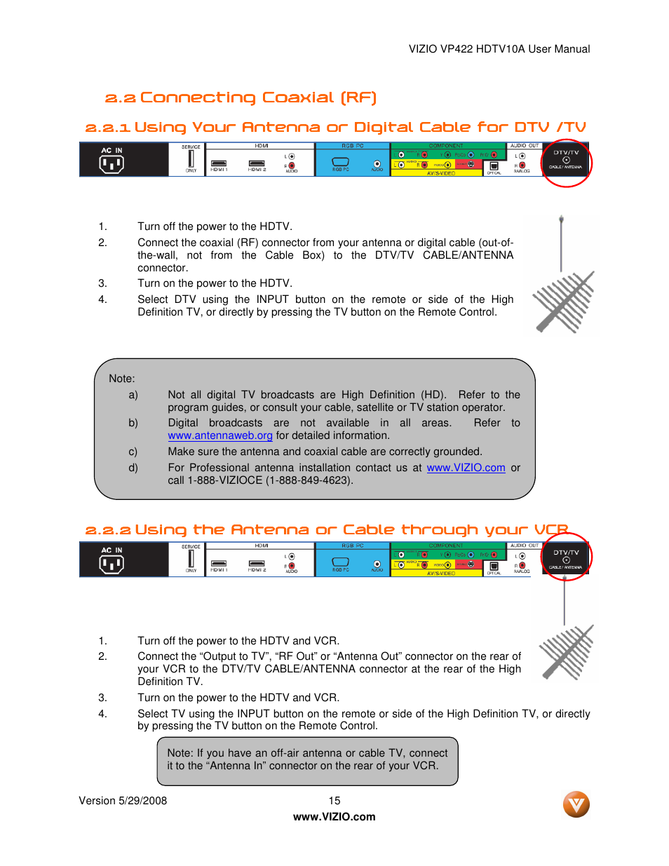 Vizio VP422 HDTV10A User Manual | Page 15 / 71