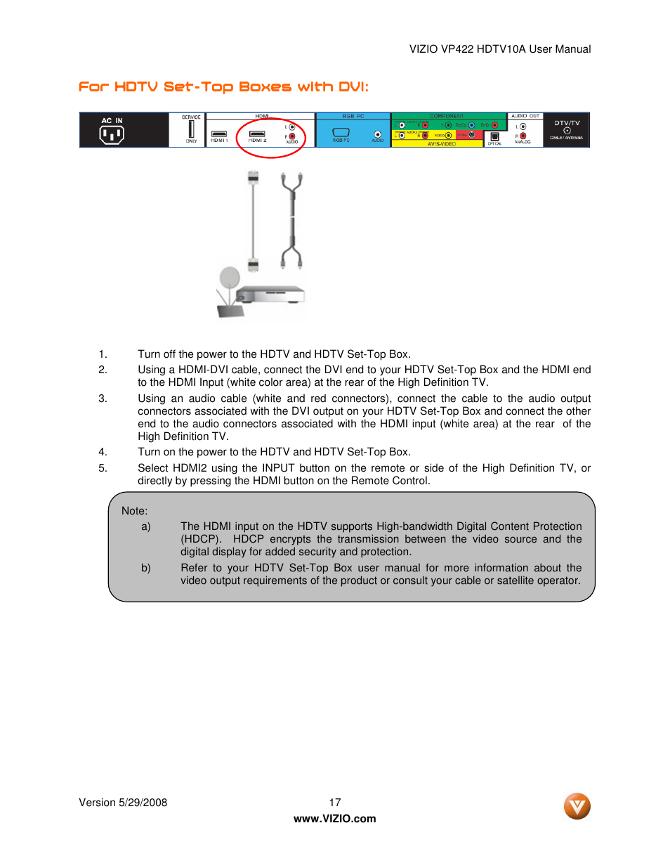 Vizio VP422 HDTV10A User Manual | Page 17 / 71