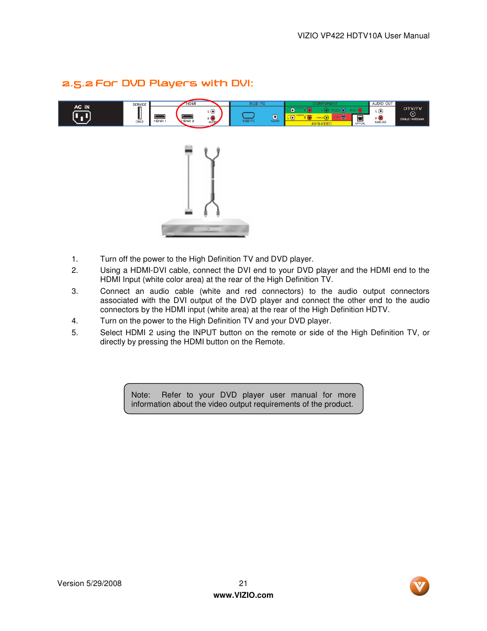 Vizio VP422 HDTV10A User Manual | Page 21 / 71