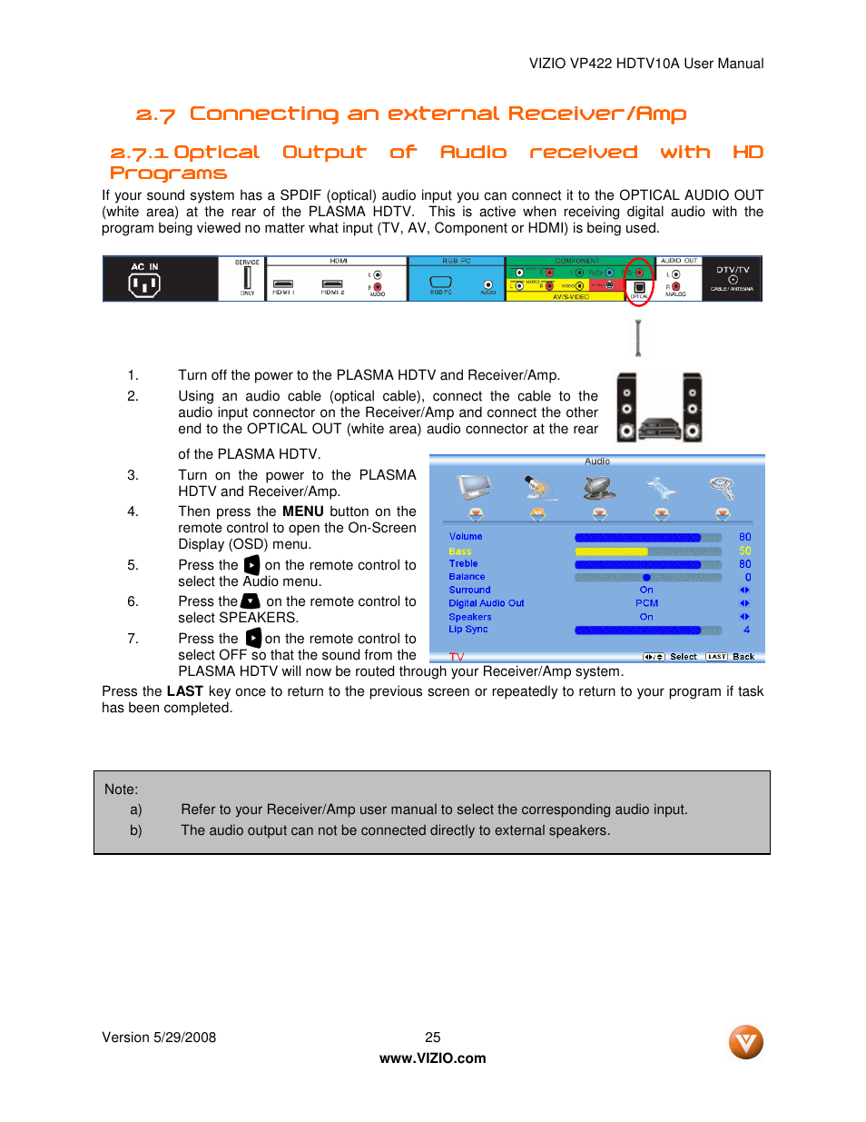 Vizio VP422 HDTV10A User Manual | Page 25 / 71